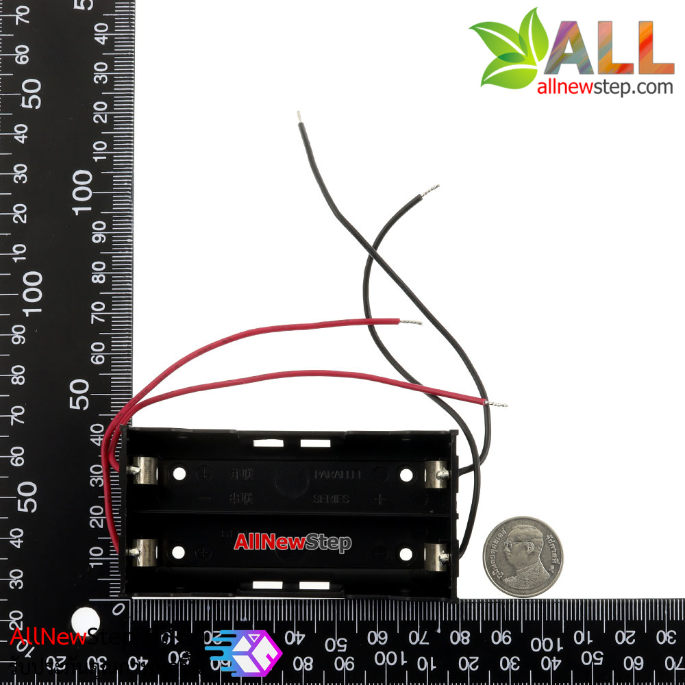 รางถ่าน 18650 จำนวน 2 ก้อน แบบแยกอิสระ เลือกจ่ายไฟได้ 3.7V หรือ 7.4V