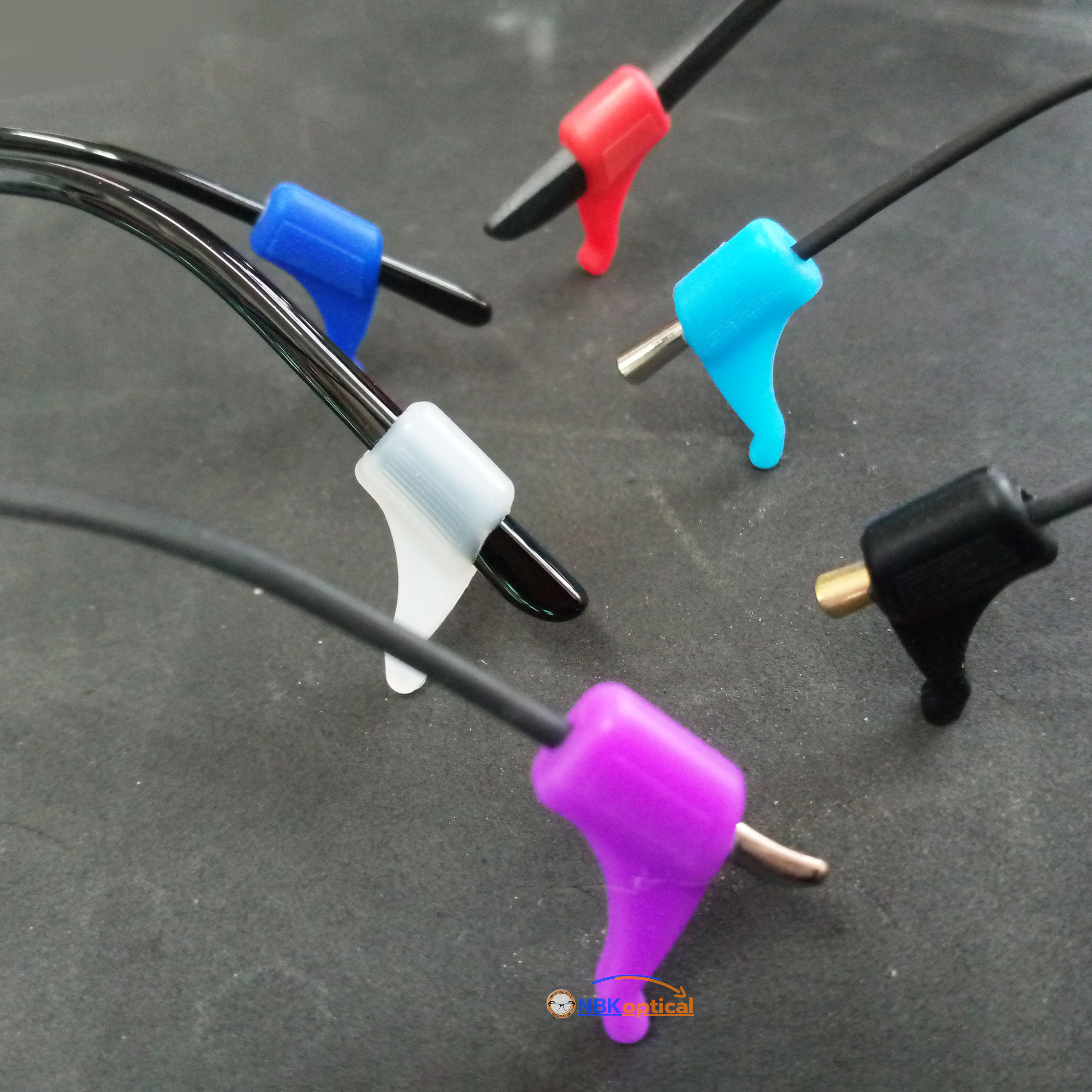 ซิลิโคนเกี่ยวขาแว่นตา แฟชั่น คละแบบและสี 10คู่ (ทรงโค้ง)