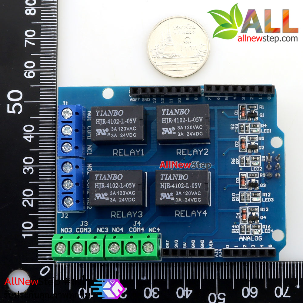 รีเลย์ 4 ช่อง Uno Shield Four Channel Relay Electronic 5V 4 Channel Relay Shield Module for Arduino