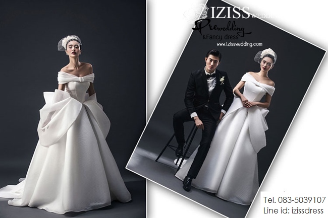 PW319 - **พร้อมส่งชุดผญ.ค่ะ** ชุดคู่ถ่ายพรีเวดดิ้ง (prewedding dress) & ชุดแต่งงานแฟนซี (Fancy wedding dress)ชายหญิง "ธีมชุดเจ้าสาวสีขาว-ดำ"