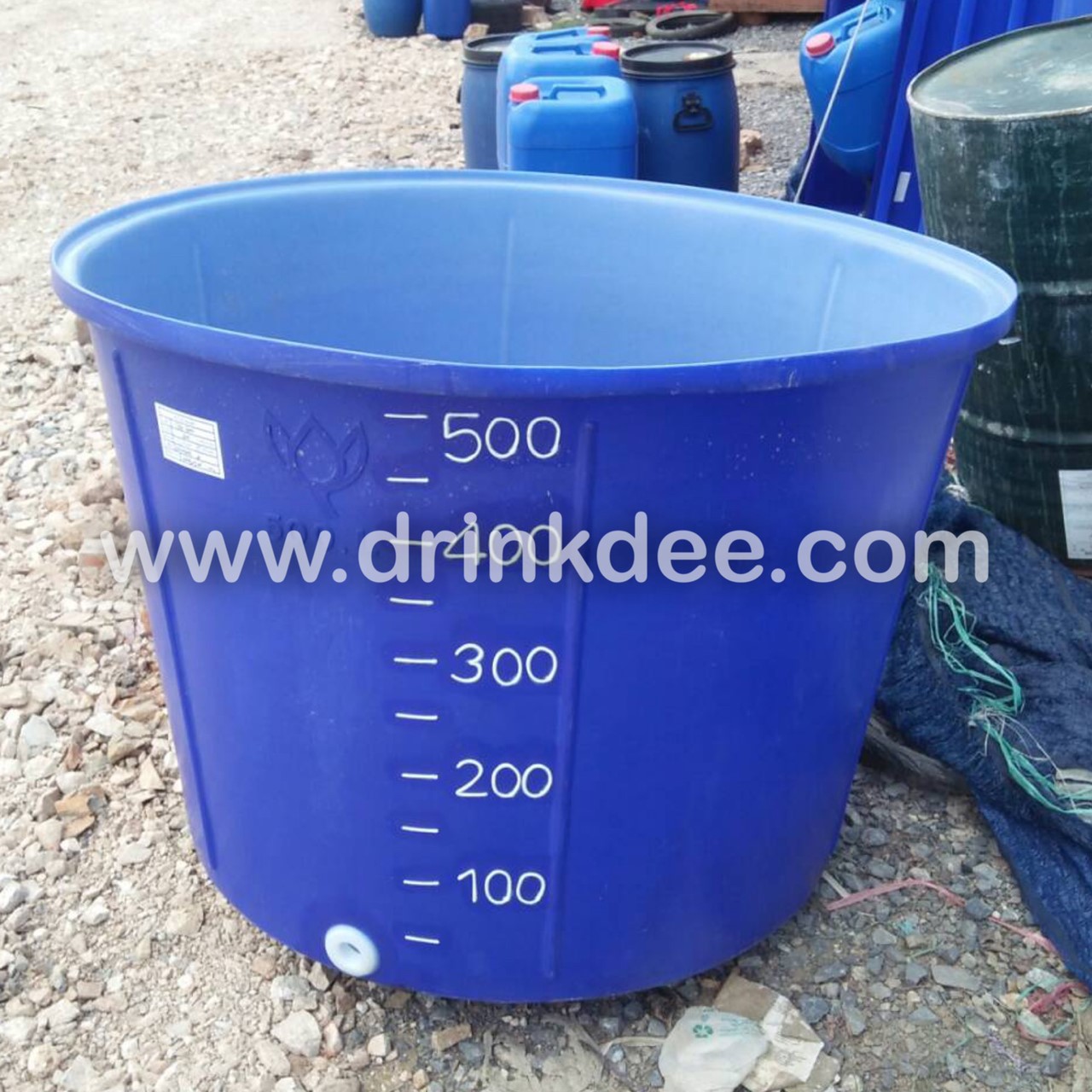 ถังเก็บน้ำ-เคมี PE 500 ลิตร หนา 4 มิล (ทรงกรวย ปากกว้าง)