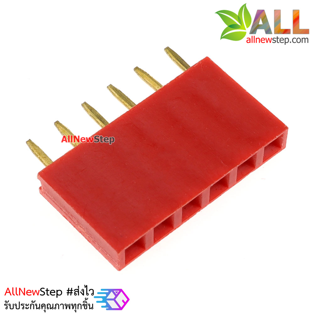 Pin header Female Header Single Row 2.54mm 6p Pin1x6 สีแดง