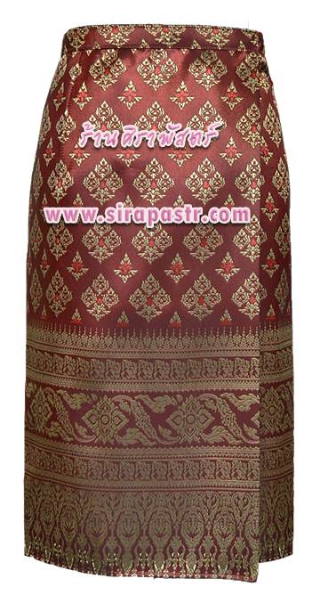 ผ้าถุงป้ายข้าง-สั้น สีเลือดหมู (เอวใส่ได้ถึง 32") รายละเอียดสินค้าในหน้าฯ