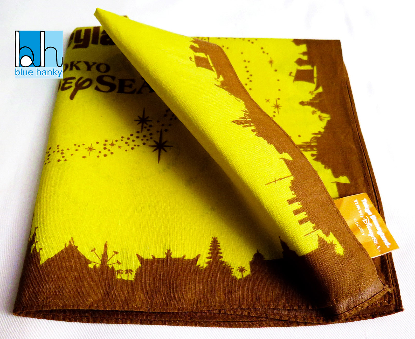 #157 19" Tokyo Disneyland SEA ผ้าเช็ดหน้ามือ2 สภาพดี ผ้าเช็ดหน้าผืนใหญ่