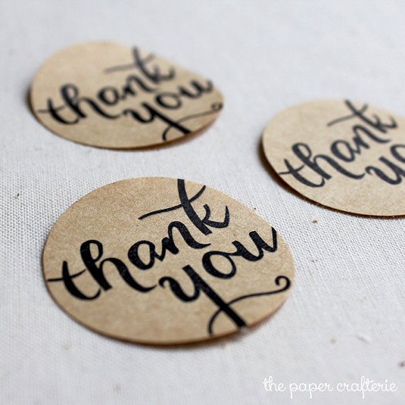 สติกเกอร์ Thank you กระดาษน้ำตาล ขนาด 3 cm. 1 แผ่นมี 8 ชิ้น