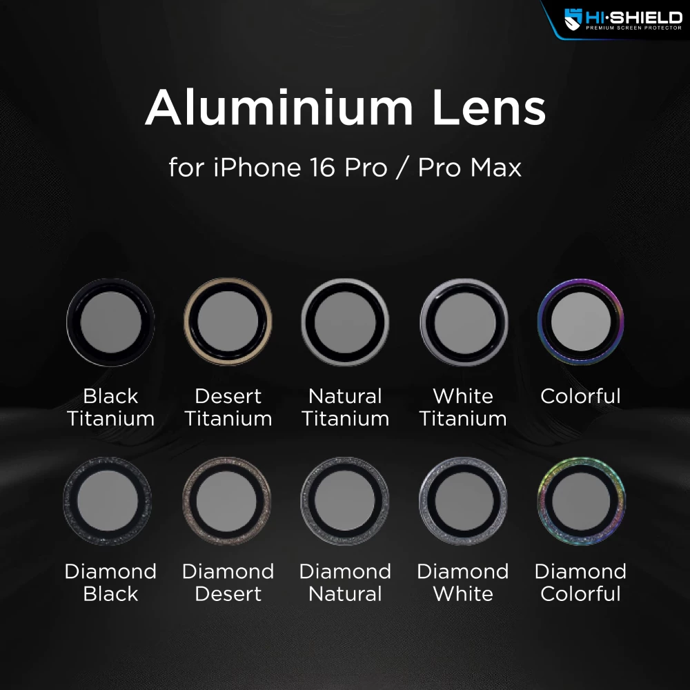 Hishield Aluminium / Stainless Steel / 3D Matte Lens Camera แหวนกันเลนส์กล้อง ใช้สำหรับ iPhone 16 Pro Max iPhone 16 Plus ใบกำกับภาษี