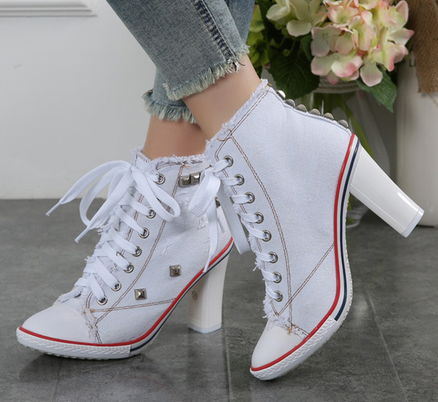รองเท้าส้นสูง ไซต์ 34-40 สีฟ้าอ่อน ฟ้าเข้ม ขาว ดำ