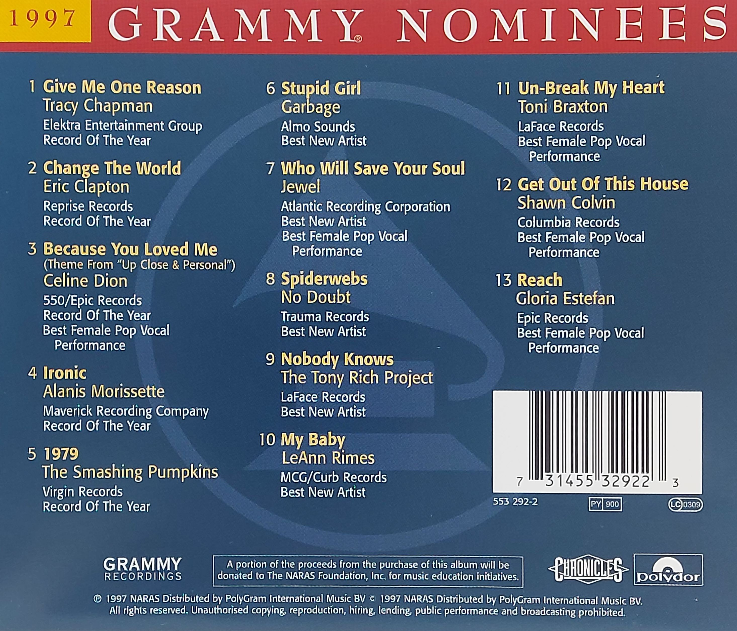 Used CD,1997 Grammy Nominees (A+)(Various Artists)(1997)