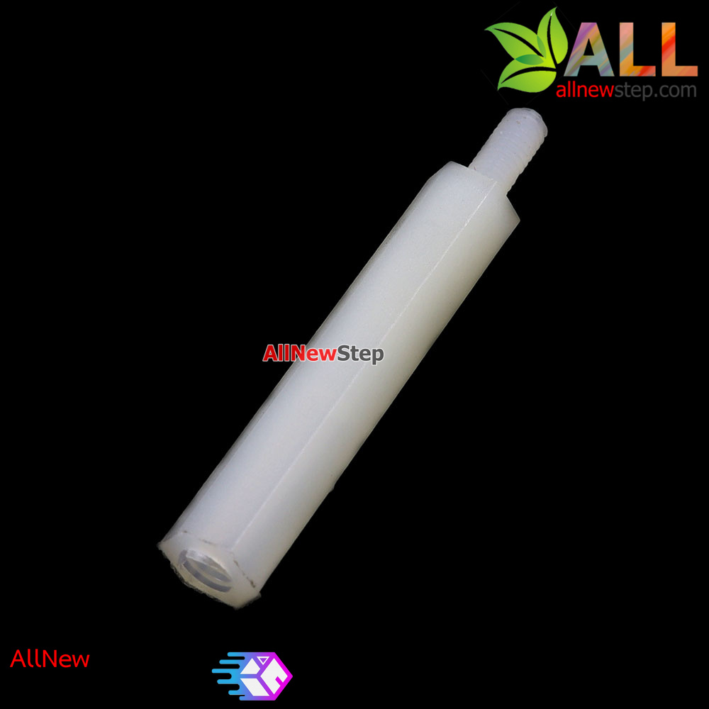 M2.5 Nut Nylon Hex Spacers M2.5 18+5mm เสาพลาสติก M2.5 ความสูง 18mm ปลายเป็นน๊อต-สกรู 5mm จำนวน 1 ชิ้น