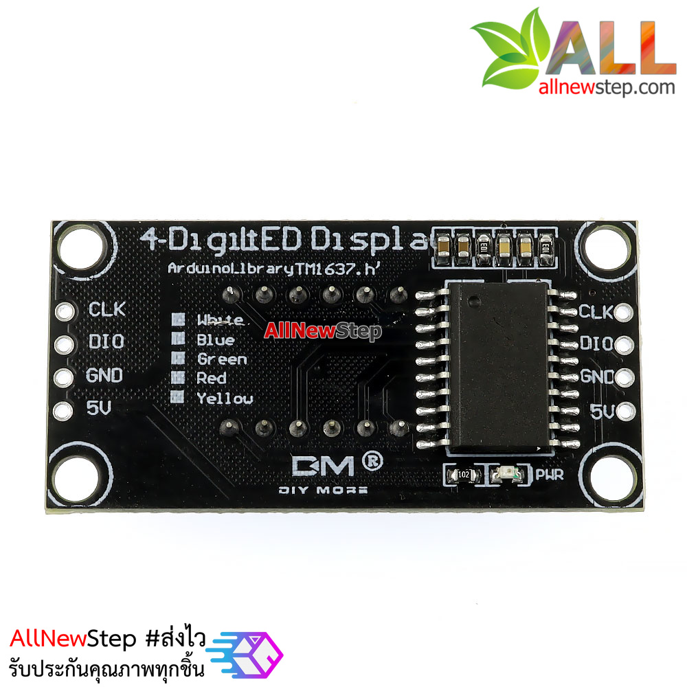 โมดูลแสดงค่าตัวเลข 4 หลัก ขนาด 0.36 นิ้ว TM1637 Driver แบบนาฬิกา สีเขียว
