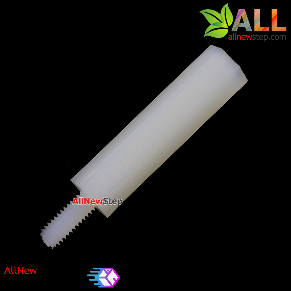 M2.5 Nut Nylon Hex Spacers M2.5 20+5mm เสาพลาสติก M2.5 ความสูง 20mm ปลายเป็นน๊อต-สกรู 5mm จำนวน 1 ชิ้น