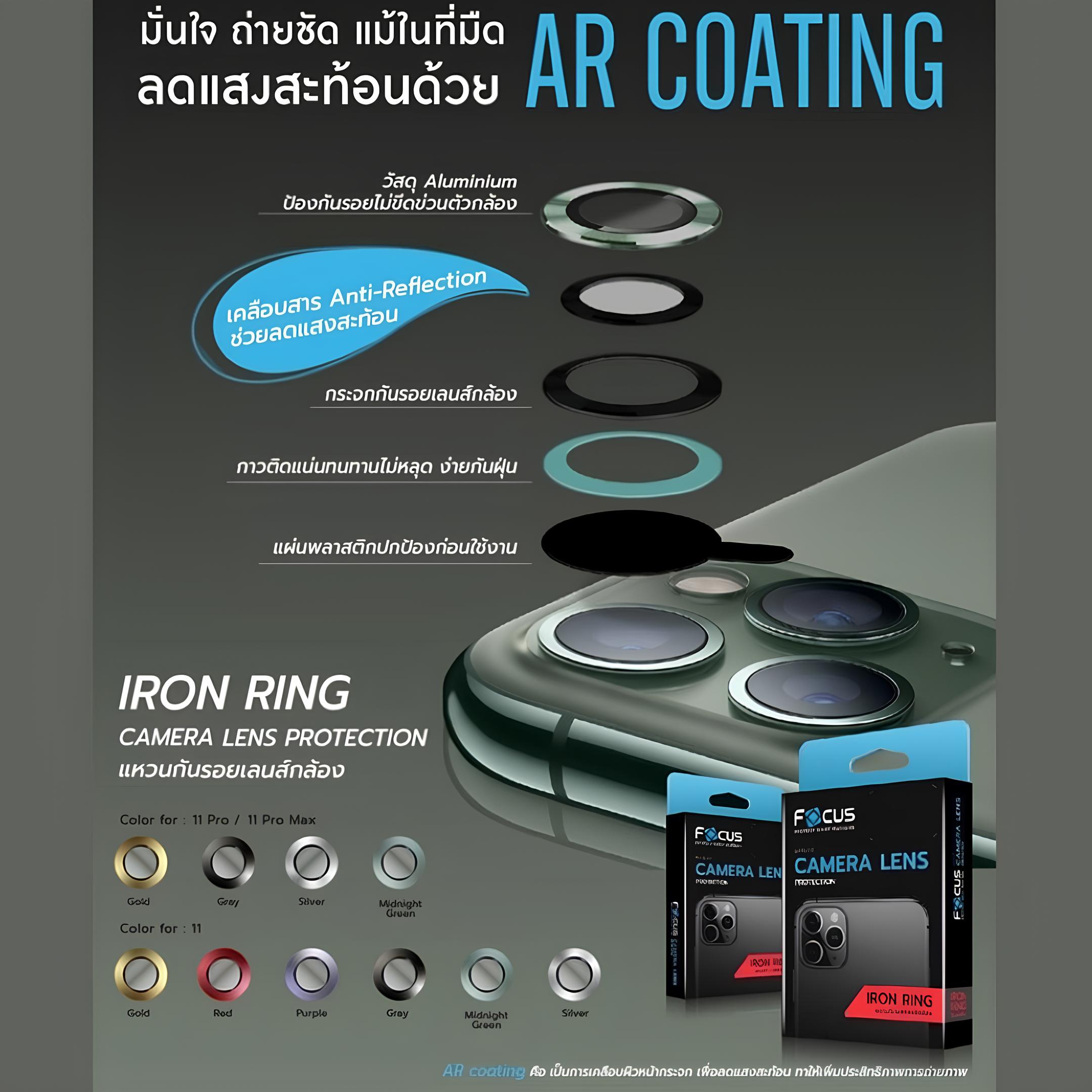 Focus IRON RING Lens Camera แหวนกันรอยเลนส์กล้อง ใช้สำหรับ iPhone 12 Pro Max 12 Pro 12 mini ใบกำกับภาษี