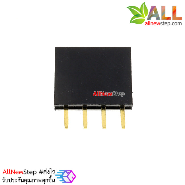 1x4 pin 2.54mm PCB Female Header Single Row Straight Copper Pin จำนวน 1 ชิ้น