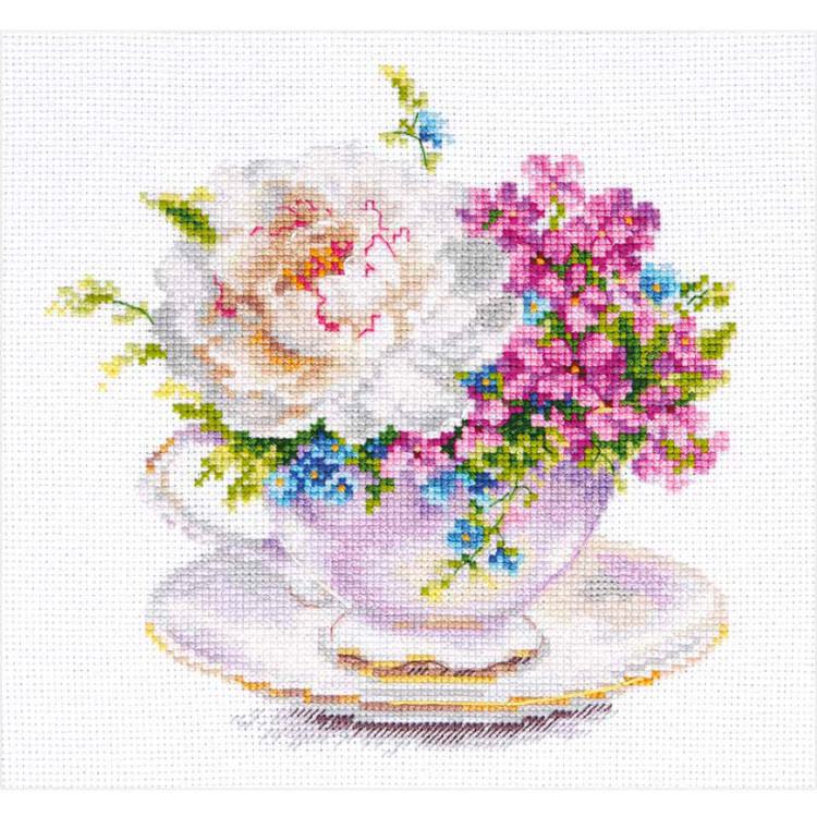 Alisa ชุดปักครอสติช Light Colors of the Morning, Cup with Peony