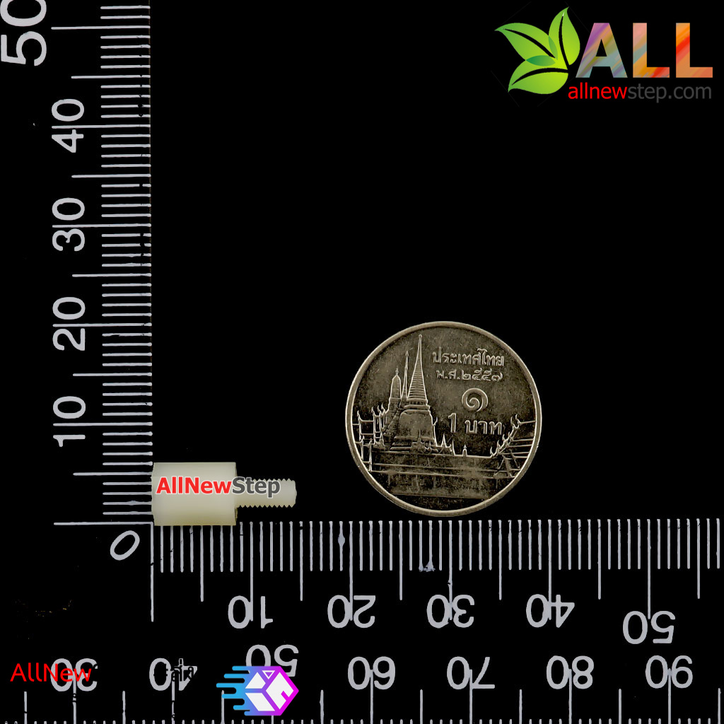 น็อตไนลอน NUT Nylon M3 ขนาด 8+6mm สีขาว จำนวน 1 ชิ้น