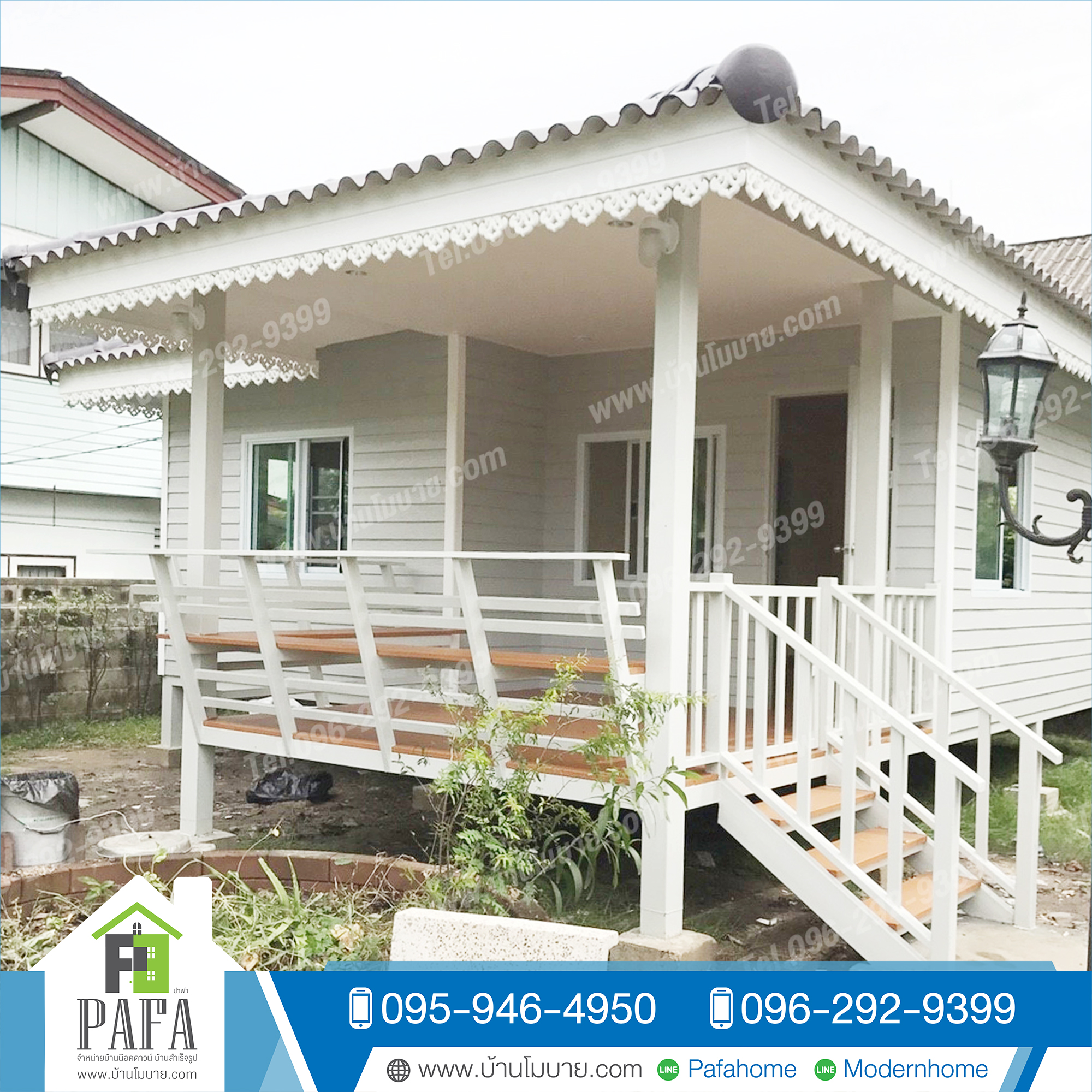 บ้านขนาด 6*6 เมตร + 2*3 เมตร (1ห้องนอน 1ห้องน้ำ 1ห้องนั่งเล่น)