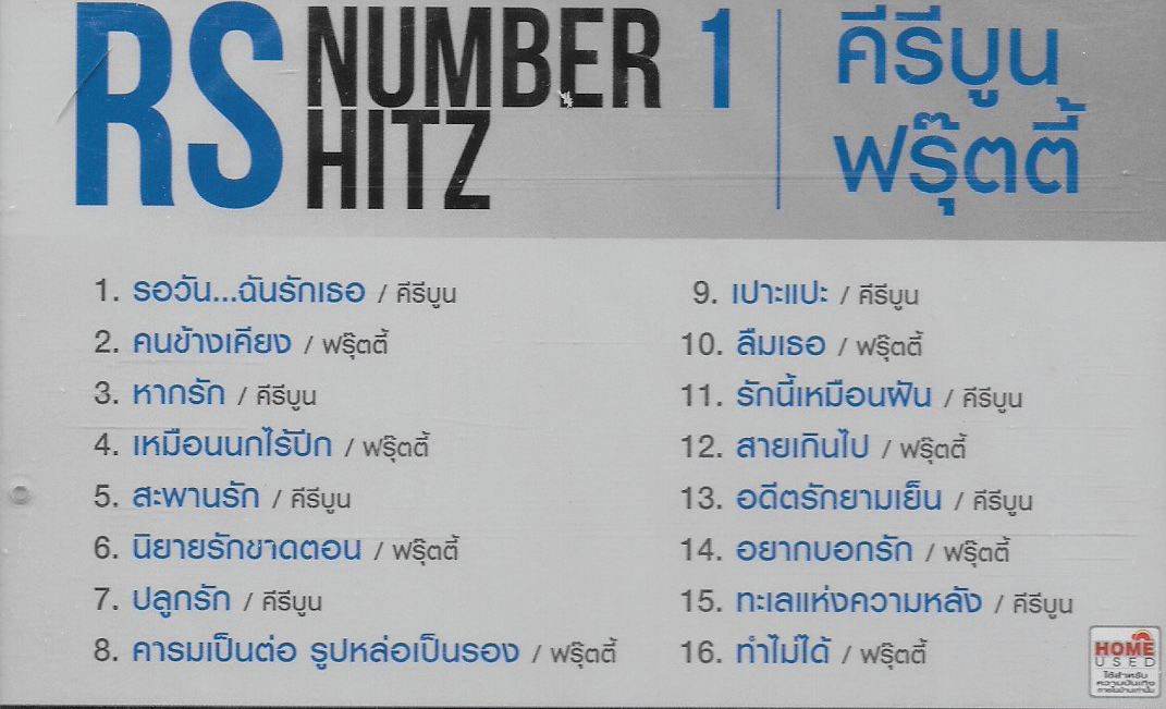 VCD Karaoke,RS Number 1 Hitz - คีรีบูน & ฟรุ๊ตตี้ (Kiriboon & Fruity)(วีซีดี คาราโอเกะ)(2555)