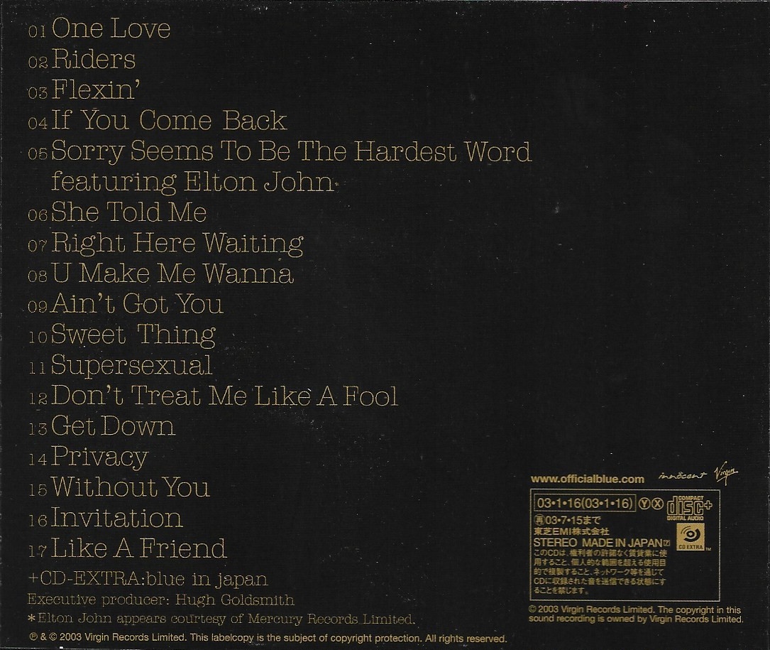 Used CD,Blue - One Love (A)(2003)(Japan)