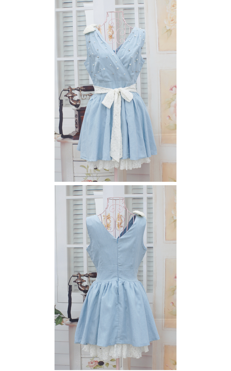 **หมดค่ะ**เดรสผ้าฝ้ายสีฟ้า Love of clother