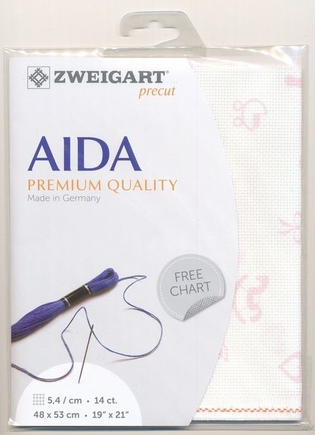 Zweigart ผ้า Baby Aida 14 ct. สี White/Pink ขนาด 48 x 53 ซม.