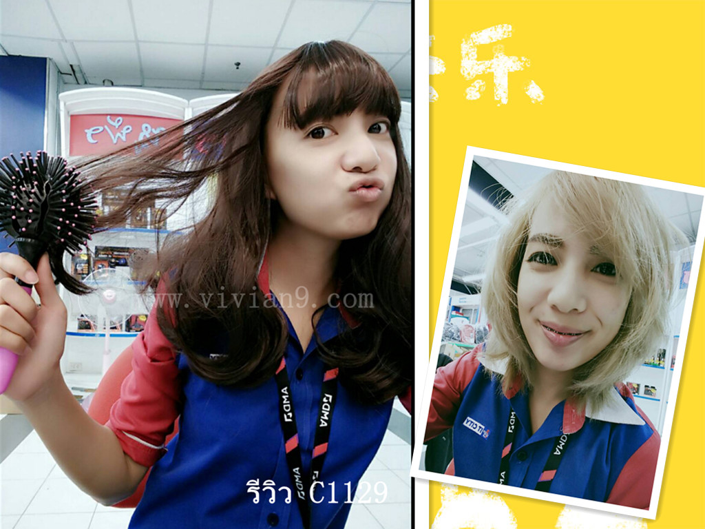 C1129 วิกผมสวอล เเสกกลางเห็นหนังหนังศีรษะ หน้าม้า