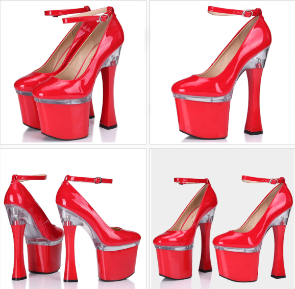 รองเท้าส้นสูง ไซต์ 34-44 สีดำ/แดง/ขาว