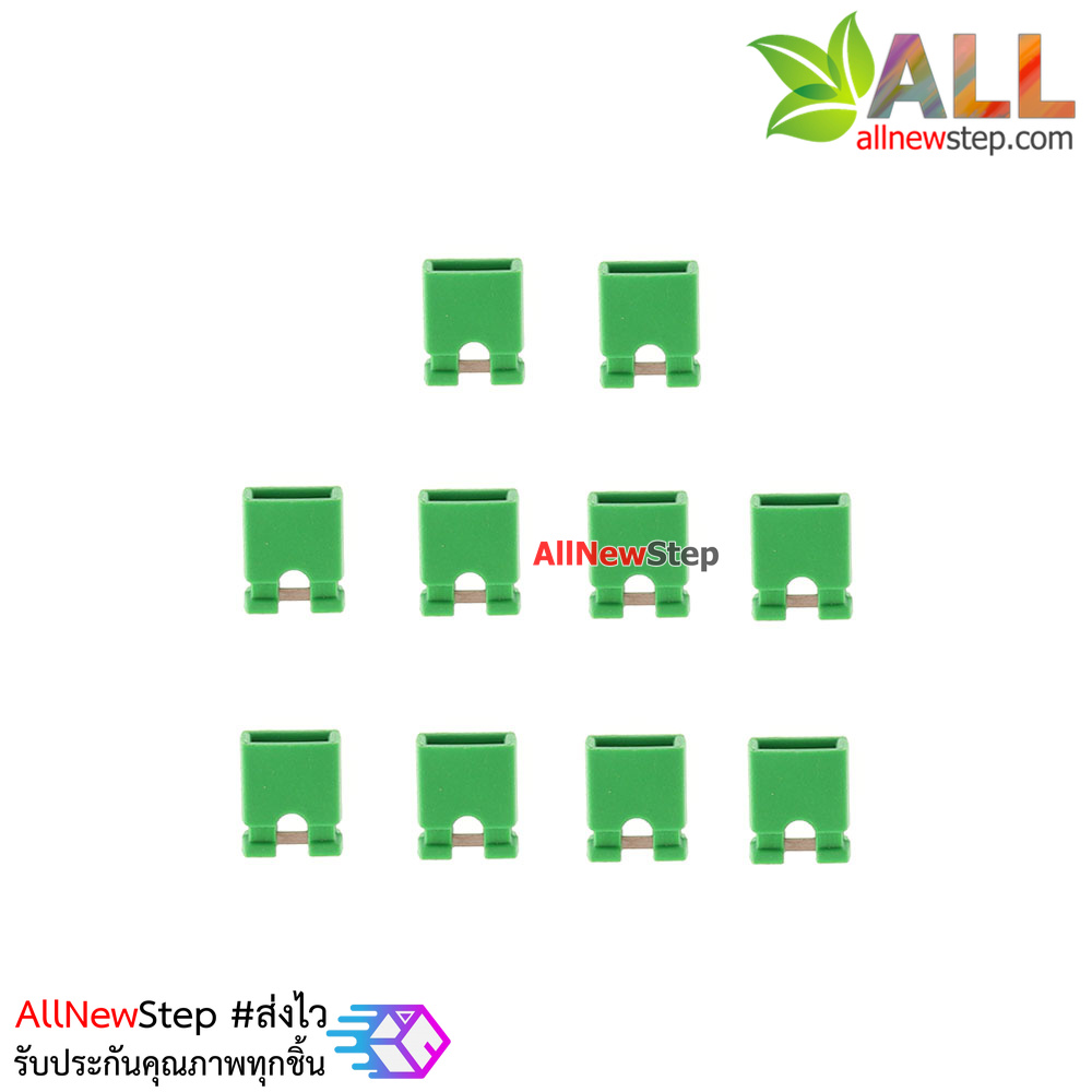 จัมเปอร์สีเขียว Mini Jumper 2 Pins Female Pitch 2.54mm Green Color จำนวน 10 ชิ้น