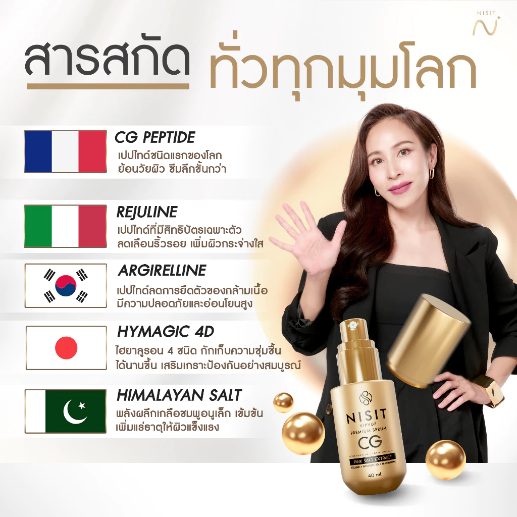 นิสิตซีจี NISIT CG เซรั่มกิ๊กขวดทอง กิ๊ก สุวัจนี เซรั่มเพื่อคนไม่ยอมแก่ ผลิตภัณฑ์ดูแลผิวหน้า มิติใหม่ ของวงการ