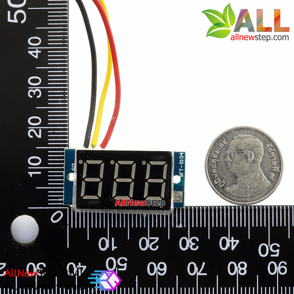 ดิจิตอล โวลต์มิเตอร์ 0 ถึง100 โวลต์ จอขนาด 0.36 นิ้ว สีเขียว Mini 3 Digital LED DC 0 -100 Volt