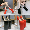 รองเท้าส้นสูง 12 นิ้วสีแดง/ดำ ไซต์ 34-46