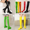 รองเท้าบูทยาวถึงต้นขาหนังแก้ว ไซต์ 34-43 สีดำ/แดง/ขาว/เหลือง/ส้ม/เขียว