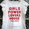 เสื้อยืด ผ้าสเปนเดก สกรีนอักษรสีแดง Girl Power Lover House เก๋ๆ น่ารัก