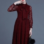 ***หมดค่ะ***เดรสไสตล์เกาหลี ดีเทลผ้าลูกไม้เนื้อดีสวยขึ้นเงาเกรดพรีเมี่ยม คอติดแขนยาว ทรงบานสวย มีซับใน ติดซิปด้านหลัง มีสายยาวไว้ผูกโบ จะผูกด้านหน้าหรือด้านหลังก้สวยค่ะ