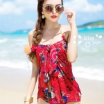 **พร้อมส่ง**บิกินี่ชุดว่ายน้ำทูพีซ two-pieces สีแดง ผูกโบว์เล็กๆ น่ารักที่คอ เล่นดีเทล sexy เล็กๆ สดใสน่ารักรับลมทะเล พร้อมผ้าคลุม สวยเหมือนแบบค่ะ