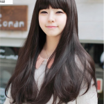 C1076 วิกผมตรง หน้าม้า ปลายงุ้มๆเล็กน้อย