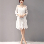 **หมดค่ะ**เดรสผ้าลูกไม้ถักโครเชต์ลายดอกไม้ สีขาว ช่วงไหล่ผ้ามุ้งซีทรูสีขาว แขนยาวห้าส่วน เข้ารูปช่วงเอว ซิบด้านหลังลำตัว มีซับใน ผ้ายืดหยุ่นได้ดีค่ะ สวยมากๆๆ เลยค่ะ