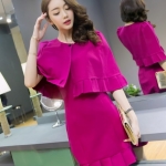 **หมดค่ะ**เดรสพร้อมเสื้อคลุมผ้าคอตตอนผสม spandex สีชมพูอมม่วง เดรสทรงเอแขนกุด+เสื้อคลุมทรงปีกค้างคาวตกแต่งระบาย สวยหวาน ติดซิปด้านหลัง มีซับในเรียบร้อย คุณภาพดีมากๆค่ะ