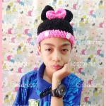 ***พร้อมส่ง***หมวกไหมขนแกะรูปมินนี่เม้าส์สีดำขอบชมพู มีทั้้งไซส์เด็กและผู้ใหญ่ค่ะ