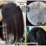 HMV07 (13x15cm) ผมเเท้ 100% เเผ่นปิดผมบาง ปิดผมหงอก ปิดศรีษะล้าน รุ่นเเสกกลาง(เลือกความยาวด้านล่างนะคะ)