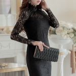 **หมดค่ะ**เดรสสั้นออกงาน ผ้าลูกไม้แขนยาวสีดำ ซีทรูมีซับใน เข้ารูปช่วงอกและเอว สวยเซ็กซี่ เหมือนแบบใส่แล้วดูหรูหราไฮโซมากๆค่ะ