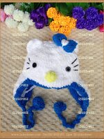 ใหม่สุดๆ พร้อมส่งหมวกคิตตี้สีขาวฟ้า kitty ผลิตจากไหมขนแกะอย่างดี สวมใส่นุ่มสบายศีรษะค่ะ