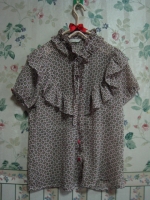 เสื้อชีฟอง สีโทนแดง แขนสั้น ผูกโบว์ นำเข้า แขนสั้น ยี่ห้อ Strawberry ผ้าพริ้วใส่สบาย