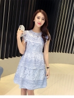 **หมดค่ะ**เดรสผ้าลูกไม้สีฟ้า เย็บทอผสมกับผ้าถักโครเชต์ที่ช่วงไหล่ และกระโปรง มีซิบด้านหลังลำตัว มีซับใน สวยมากๆๆเลยค่ะ