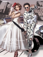 PW333- **พรีออเดอร์ค่ะ** ชุดคู่ถ่ายพรีเวดดิ้ง (prewedding dress) & ชุดแต่งงานแฟนซี (Fancy wedding dress)ชายหญิง "ธีมสีขาว-ขาวลายขนนก"