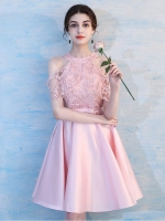 **หมดค่ะ**เดรสออกงานผ้าซาตินสีชมพู แขนกุด ตกแต่งช่วงแขนด้วยผ้าซีทรู คาดเอวด้วยโบว์ กระโปรงผ้าซาติน งานเกรดพรีเมี่ยมค่ะ สวยมากๆๆค่ะ