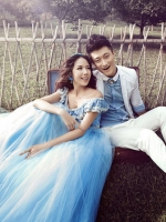 PW106 - **พร้อมส่งเฉพาะชุดผู้ชายค่ะ** ชุดคู่ถ่ายพรีเวดดิ้ง (prewedding dress) & ชุดแต่งงานแฟนซี (Fancy wedding dress)ชายหญิง "ธีมสีฟ้า-ขาว"