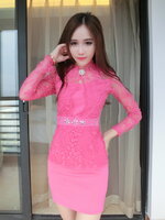 **หมดค่ะ**เดรสสั้นออกงาน ผ้าลูกไม้แขนยาวสีชมพู ช่วงเอวบานออกเล็กน้อย เซ็กซี่เบาๆ สวยเหมือนแบบ ใส่แล้วดูหรูมากๆค่ะ
