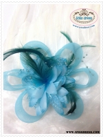 **พร้อมส่ง** หมวกดอกกุหลาบตาข่ายสีฟ้าผสมเฟอร์ ตกแต่งขนนกสีดำ ใช้เป็นพร็อพสำหรับประดับผมประกอบชุดสไตล์เจ้าหญิง นางฟ้า เจ้าสาว หรือใส่เดินขบวนพาเหรด กีฬาสี สวยมากๆค่ะ