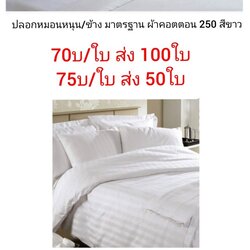 ปลอกหมอน คอตตอน250เส้นด้าย สีขาวริ้ว ใบละ 90 บาท ส่ง 100 ใบ