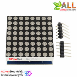 LED Matrix Driver MAX7219 IC Driver Module + LED 3mm Dot Matrix 8x8 ขนาด 30mm x 30mm สีแดง 1088AS